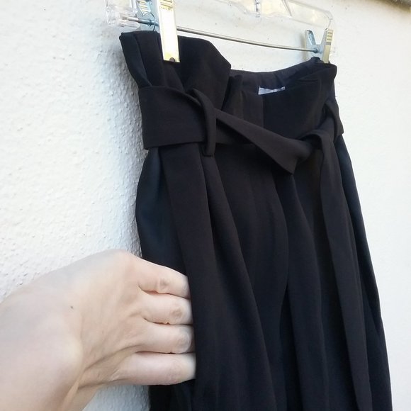 NWOT Black Paper Bag High Waisted Tuxedo Pants - Picture 7 of 16